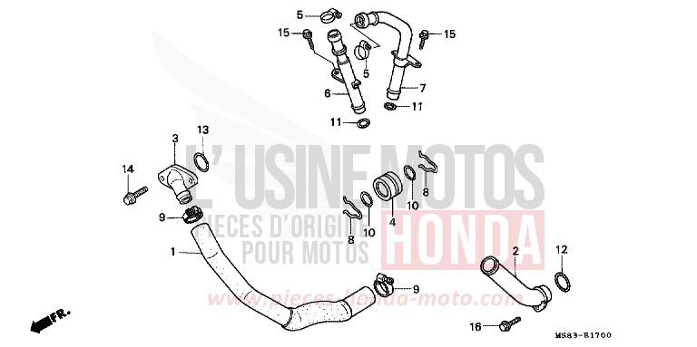 WASSERROHR von Africa Twin SHASTA WHITE (NH138H) von 1988